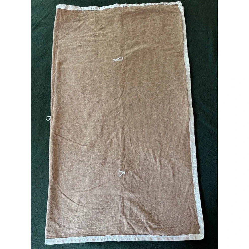 Momma G Handmade Baby Blanket Peach Grey Elephant Print Satin Trim 35x43